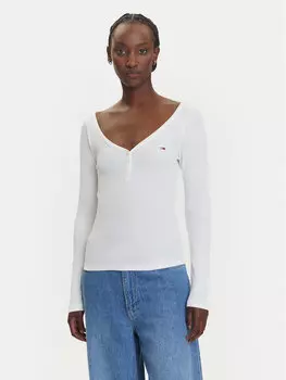 Облегающая блузка Henley DW0DW20903 Tommy Jeans, белый