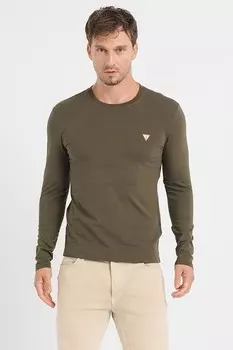 Облегающая блузка с логотипом GUESS, оливково-зеленый