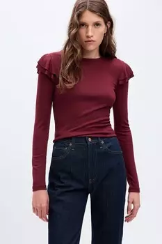 Облегающая блузка со сборками на плечах Gap, красный