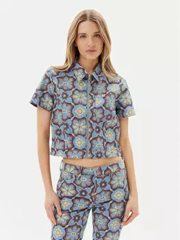 Облегающая джинсовая рубашка 112362607 Wrangler, синий