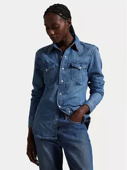 Облегающая джинсовая рубашка 211969402001 Polo Ralph Lauren, синий