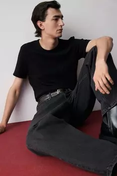 Облегающая фактурная футболка H&M, черный