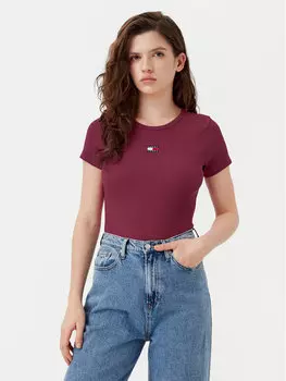 Облегающая футболка Badge DW0DW17881 Tommy Jeans, красный