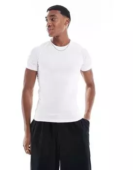 Облегающая футболка белого цвета Bershka