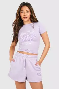 Облегающая футболка Bubble Sports Club boohoo, фиолетовый
