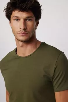 Облегающая футболка цвета хаки с круглым вырезом и короткими рукавами TUDORS
