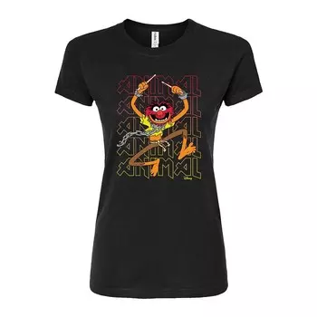 Облегающая футболка Disney's The Muppets Juniors с изображением животных Licensed Character, черный