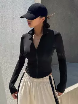 Облегающая футболка для дам Совершенно новинка на осень Dazy, черный