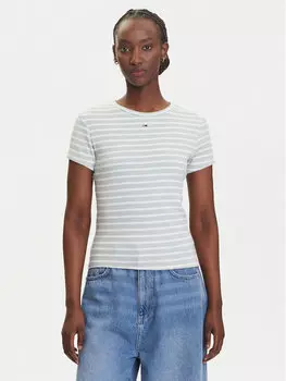 Облегающая футболка Essential DW0DW17383 Tommy Jeans, зеленый