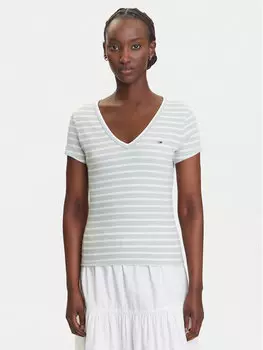 Облегающая футболка Essential DW0DW17385 Tommy Jeans, зеленый