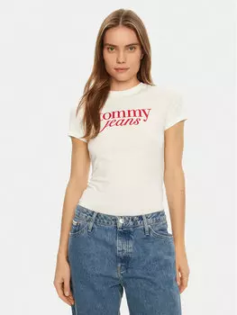 Облегающая футболка Essential DW0DW19447 Tommy Jeans, белый