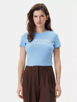 Облегающая футболка Essential DW0DW19447 Tommy Jeans, голубой
