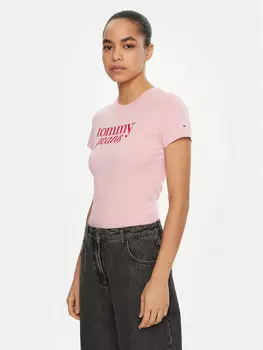 Облегающая футболка Essential DW0DW19447 Tommy Jeans, розовый