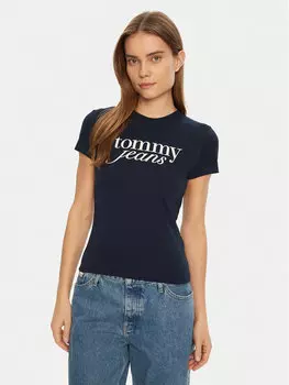 Облегающая футболка Essential DW0DW19447 Tommy Jeans, синий