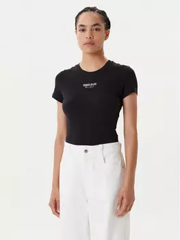 Облегающая футболка Essential DW0DW20913 Tommy Jeans, черный