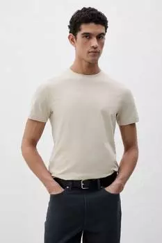 Облегающая футболка H&M, бежевый