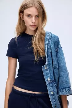Облегающая футболка H&M, синий