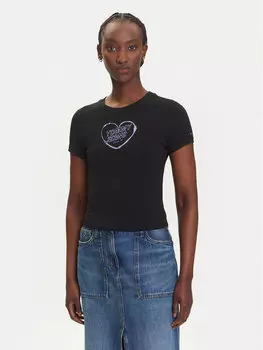Облегающая футболка Heart DW0DW21390 Tommy Jeans, черный