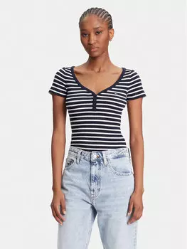 Облегающая футболка Henley DW0DW20902 Tommy Jeans, синий