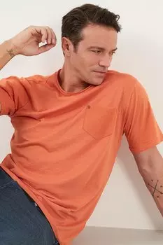 Облегающая футболка из 100 % хлопка с круглым вырезом и карманами 5902000 Buratti, корица