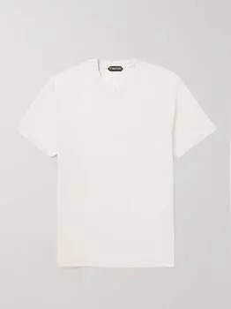 Облегающая футболка из джерси из лиоцелла и хлопка TOM FORD, белый