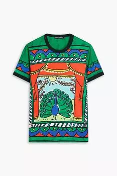 Облегающая футболка из хлопкового джерси с принтом DOLCE & GABBANA, зеленый