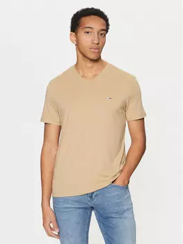 Облегающая футболка Jaspe DM0DM20364 Tommy Jeans, бежевый