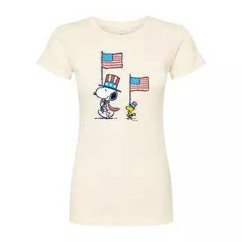 Облегающая футболка Juniors' Peanuts Flag March Licensed Character