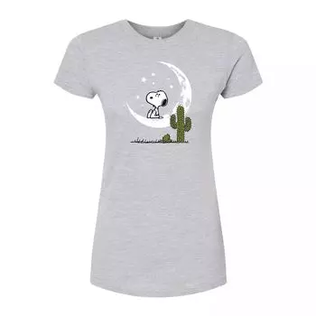 Облегающая футболка Juniors' Peanuts Snoopy Desert Moon Licensed Character, серый