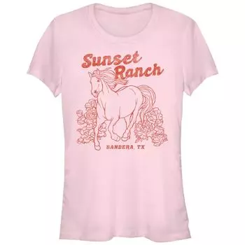 Облегающая футболка Juniors' Sunset Ranch Bandera Tx Horse Flowers Licensed Character