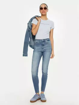 Облегающая футболка Linear DW0DW18398 Tommy Jeans, голубой