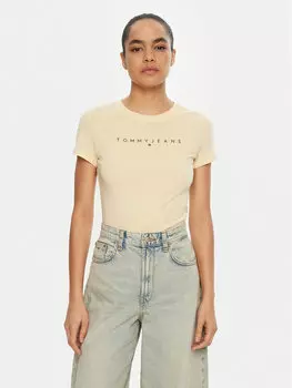Облегающая футболка Linear DW0DW18398 Tommy Jeans, желтый