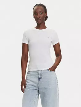 Облегающая футболка Linear DW0DW21164 Tommy Jeans, экрю