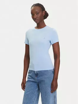 Облегающая футболка Linear DW0DW21164 Tommy Jeans, голубой