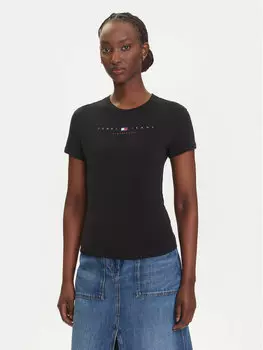 Облегающая футболка Linear DW0DW21422 Tommy Jeans, черный