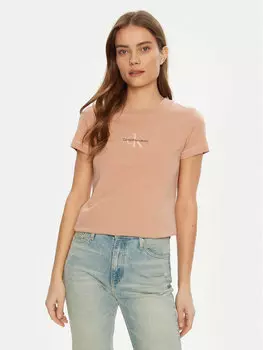 Облегающая футболка Monologo J20J223563 Calvin Klein Jeans, розовый
