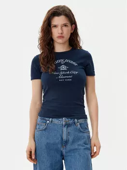 Облегающая футболка Nyc Ringer DW0DW20323 Tommy Jeans, синий