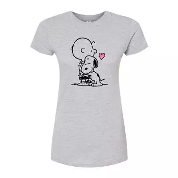 Облегающая футболка Peanuts Snoopy Charlie Hug для юниоров Licensed Character, серый