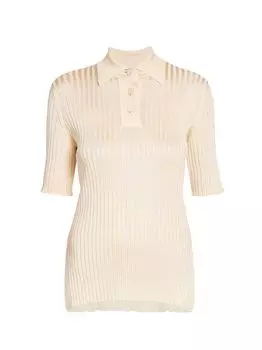 Облегающая футболка-поло из трикотажа в рубчик Jil Sander