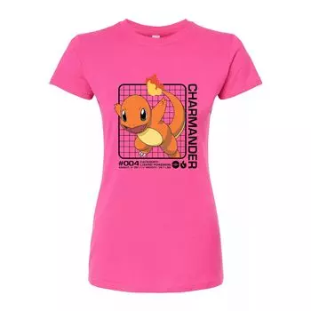 Облегающая футболка с изображением Pokmon Charmander Stats для юниоров Licensed Character, розовый