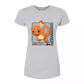 Облегающая футболка с изображением Pokmon Charmander Stats для юниоров Licensed Character, серый