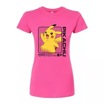 Облегающая футболка с изображением Pokmon Pikachu Stats для юниоров Licensed Character, розовый