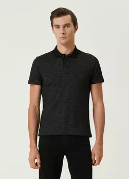 Облегающая футболка с камуфляжной текстурой и воротником-поло Beymen Club, черный