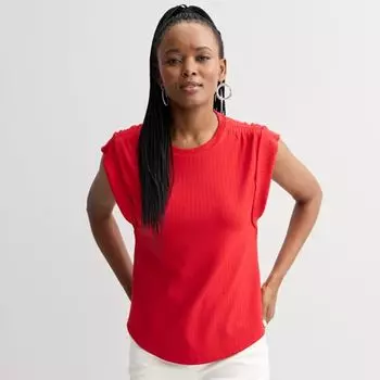 Облегающая футболка с круглым вырезом и сборками Nine West, цвет heartless