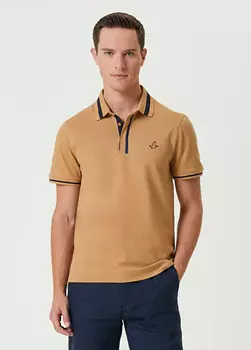 Облегающая футболка с воротником-поло Beymen Club, коричневый