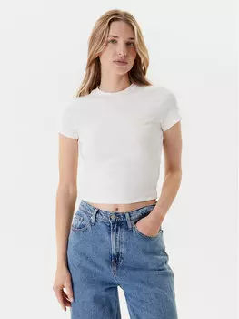 Облегающая футболка Script DW0DW20910 Tommy Jeans, экрю