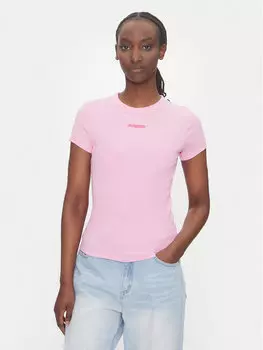 Облегающая футболка Script Label DW0DW21402 Tommy Jeans, розовый