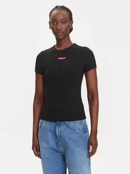 Облегающая футболка Script Label DW0DW21402 Tommy Jeans, черный