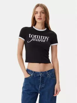 Облегающая футболка Script Ringer DW0DW20631 Tommy Jeans, черный