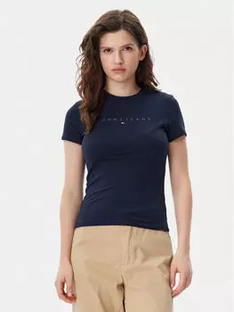 Облегающая футболка Tonal Linear DW0DW20315 Tommy Jeans, синий